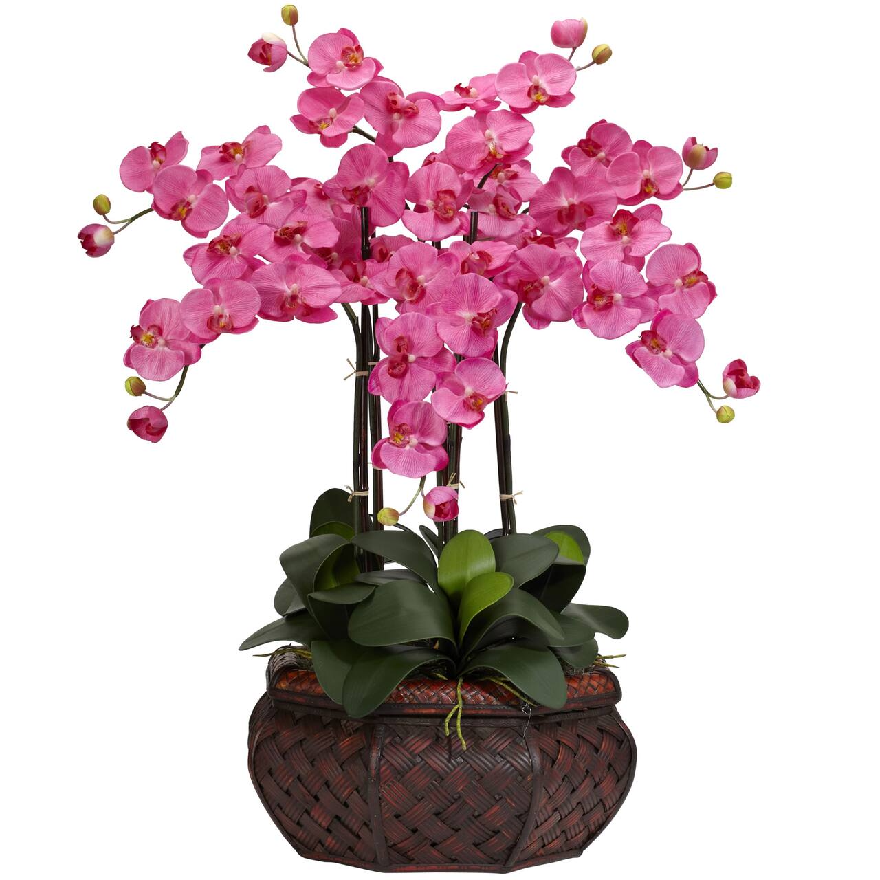 2.5ft. Pink Moth Orchid Flower Arrangement in Bamboo Planter